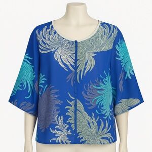 Cato Blue and Aqua Patterned Blouse